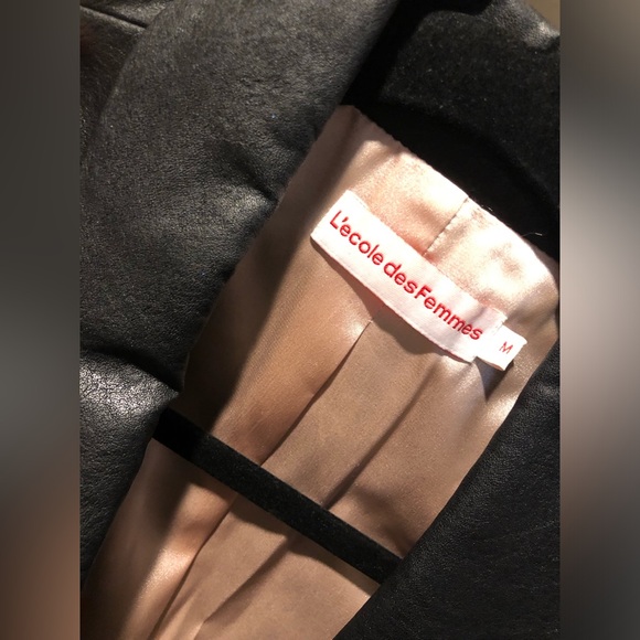 L’ ecole Des Femme Vegan Leather Smoking Jacket - Picture 9 of 14